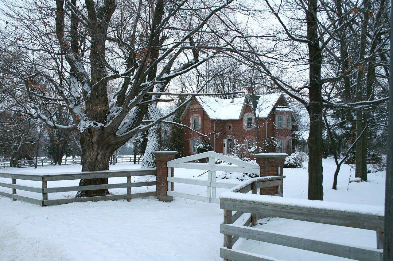 Country Home in Snow